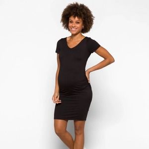 Full Moon Sophy Maternity Back Detail Knit Dress Black Medium